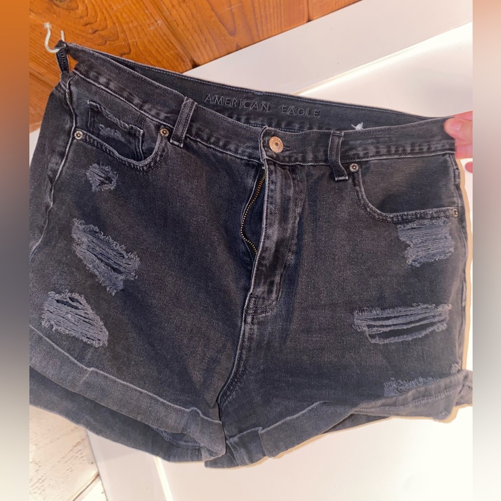 Black jean shorts